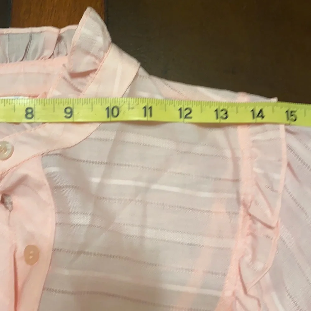 Vintage pale pink ruffle neck dress semi shear - Picture 9 of 11